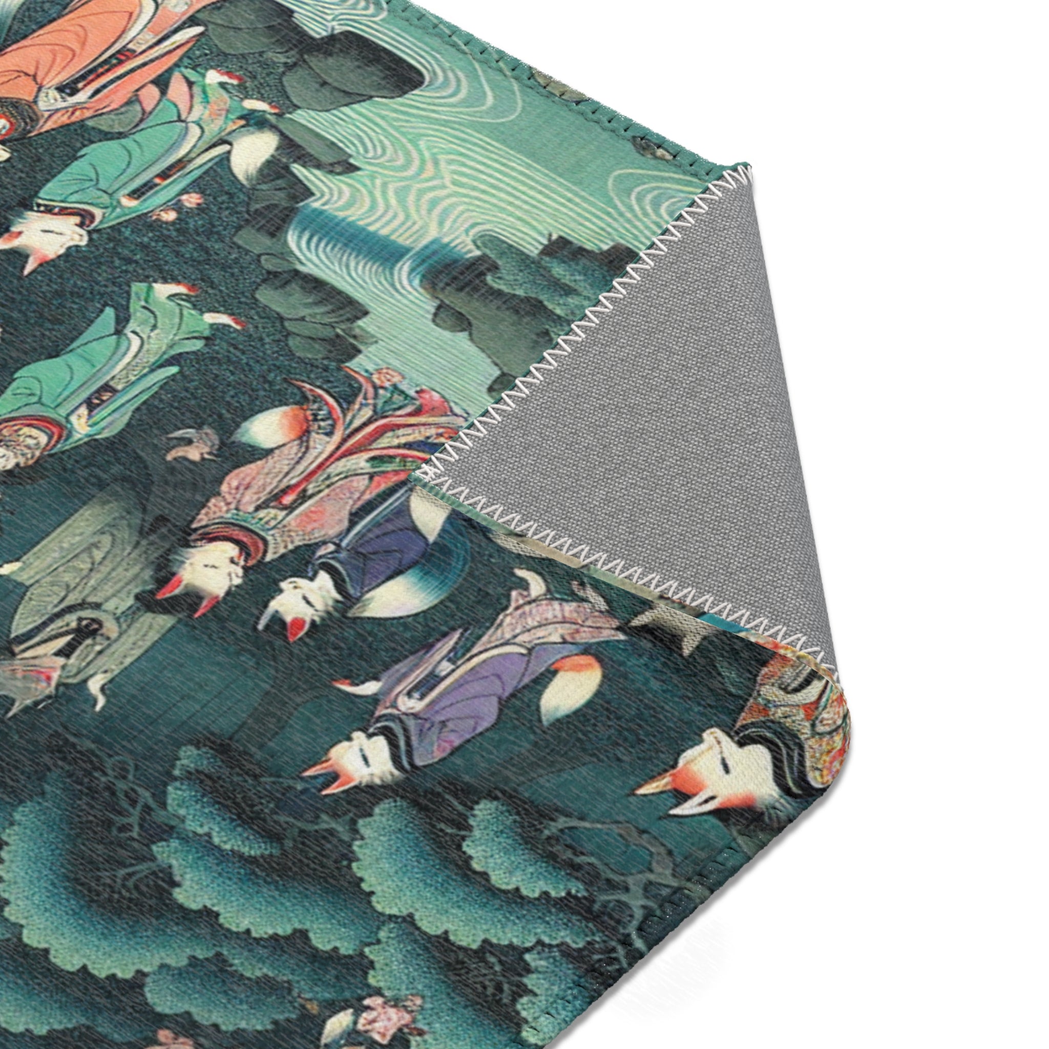 Japanese Folklore Area Rug with Yokai Design