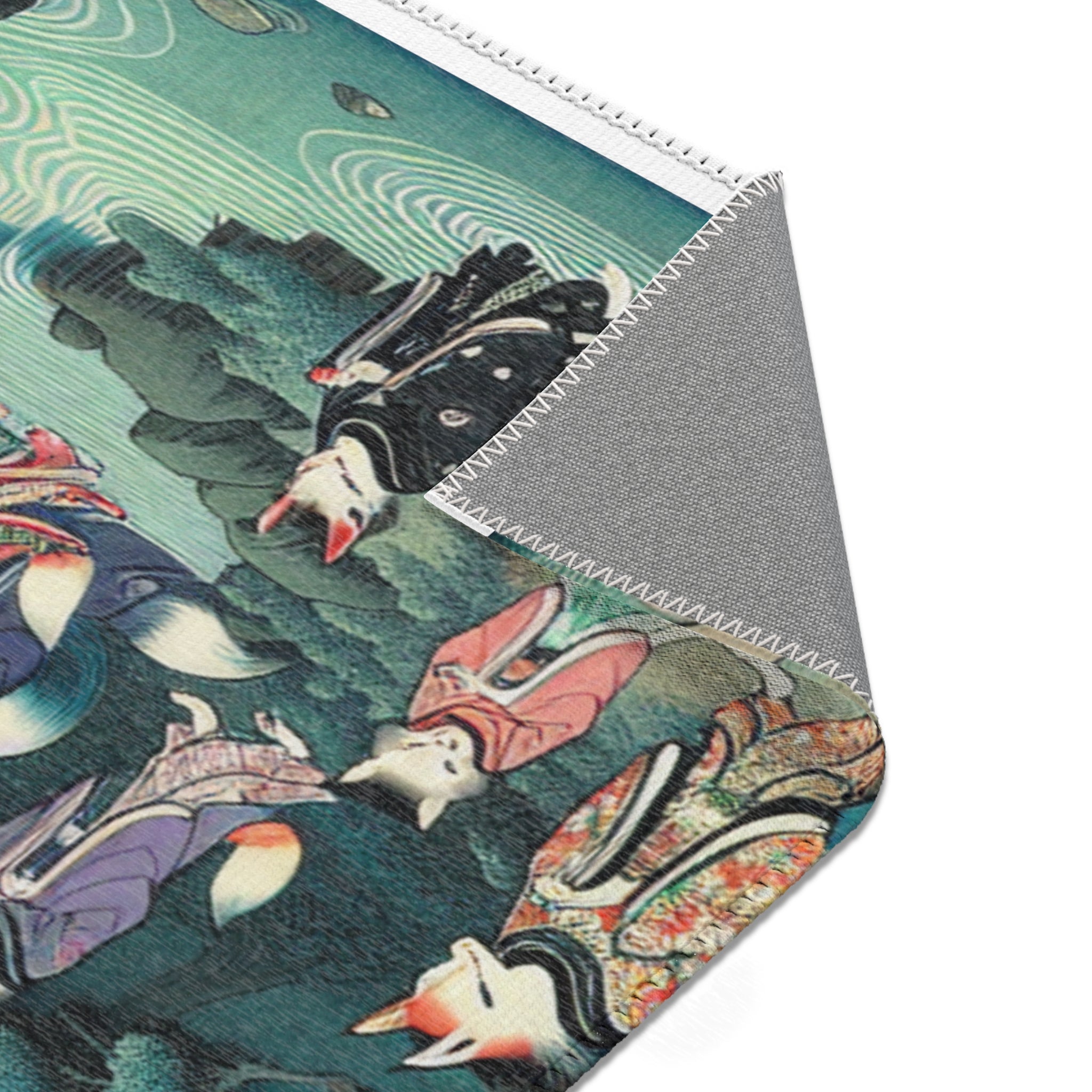 Japanese Folklore Area Rug with Yokai Design