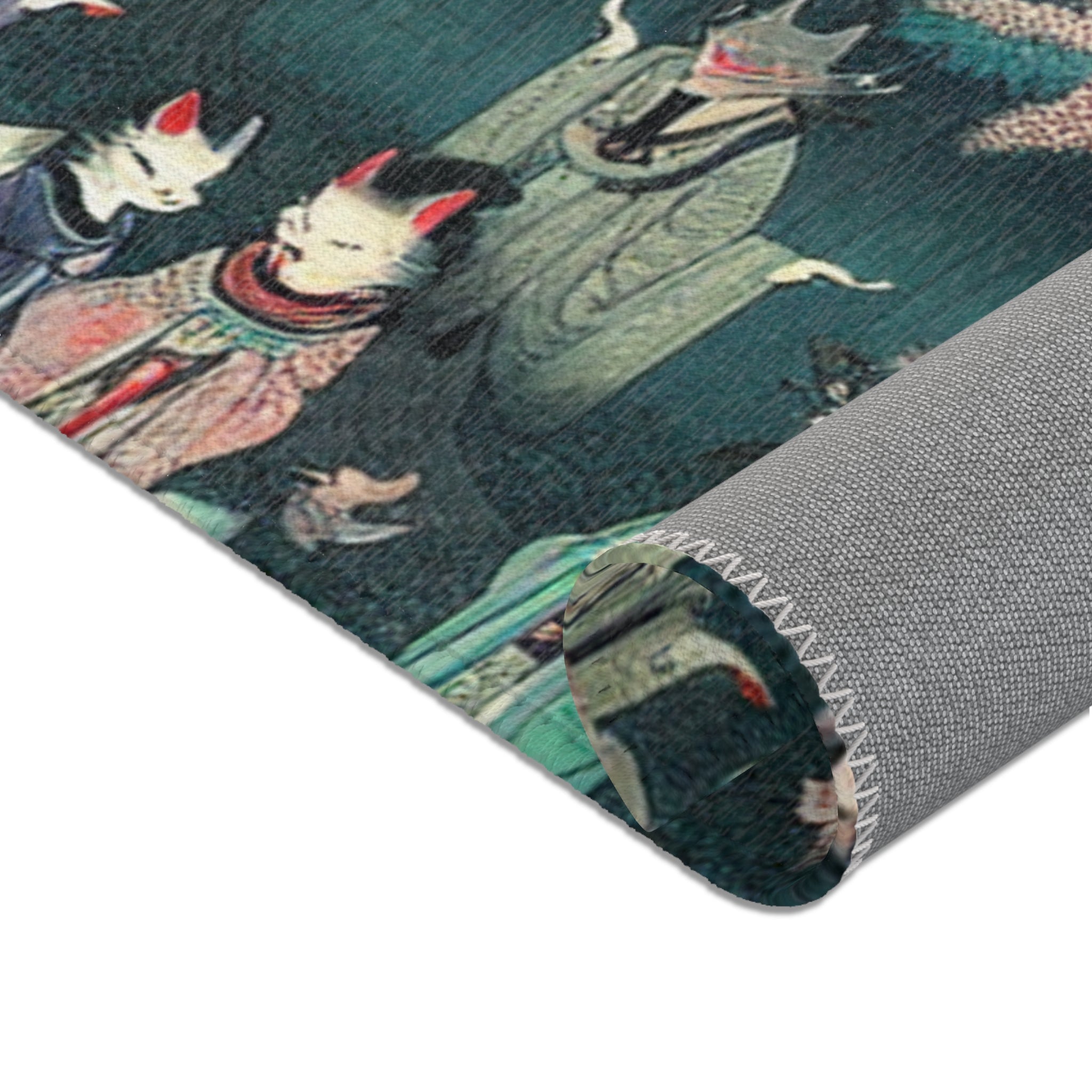 Japanese Folklore Area Rug with Yokai Design