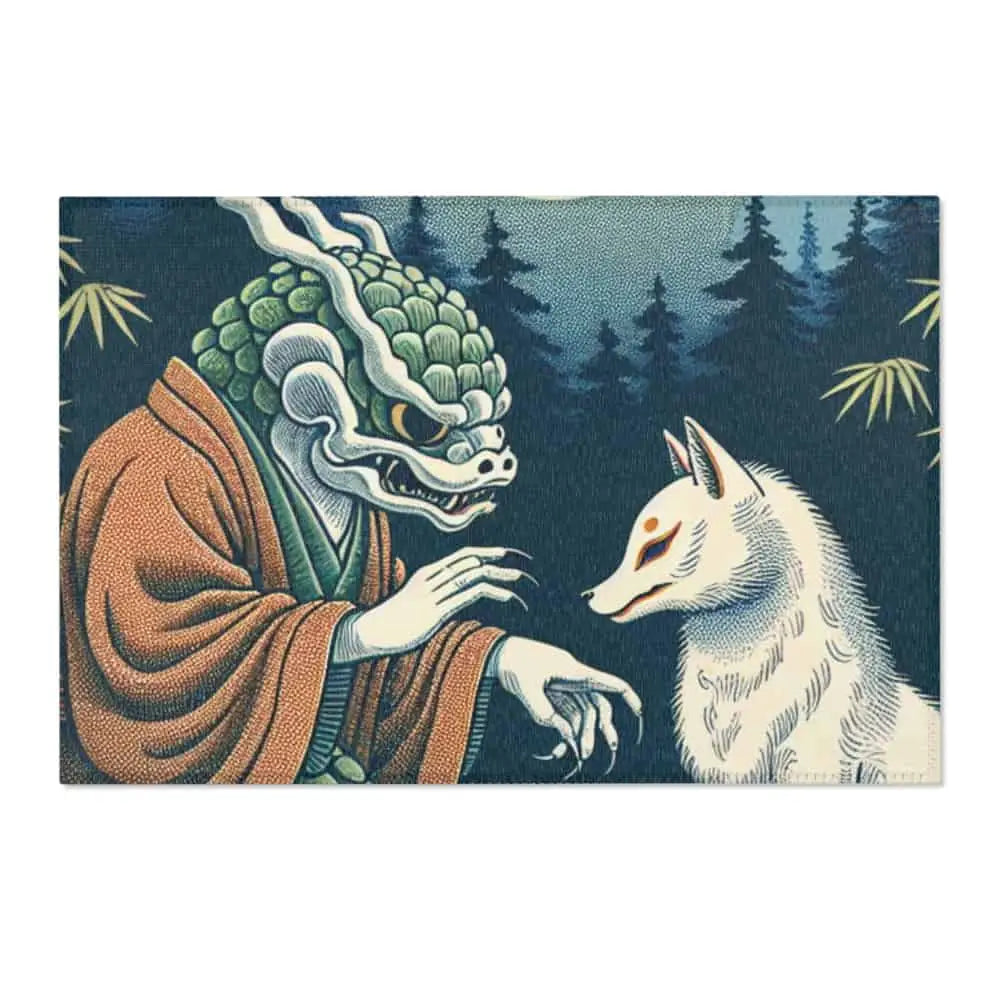 Japanese Folklore Depicted Exquisite Area Rug for Living