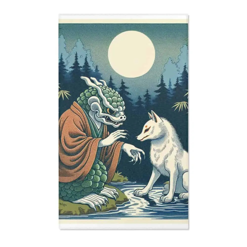 Japanese Folklore Depicted Exquisite Area Rug for Living