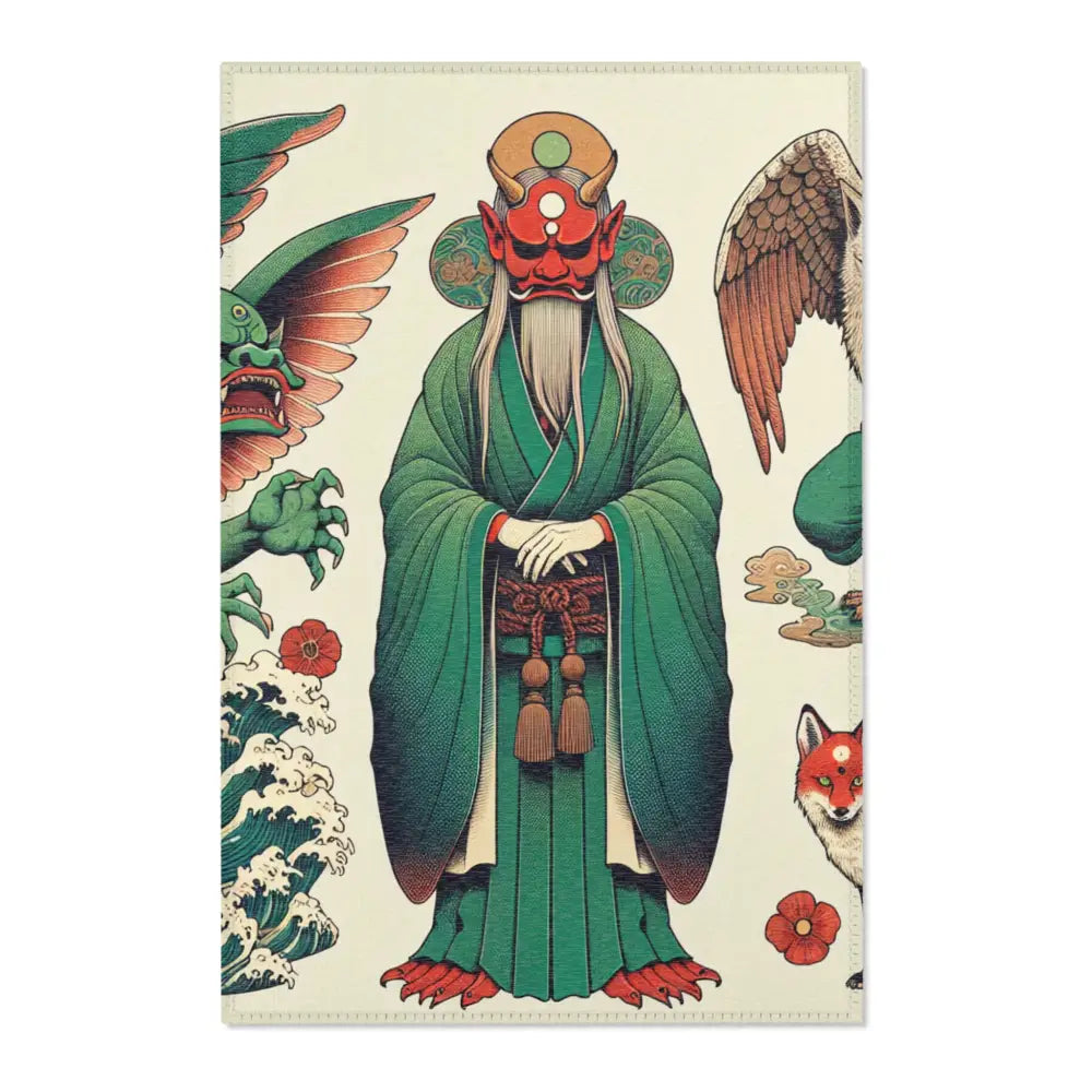 Japanese Folklore Unique Area Rug with Water Filled Hollow