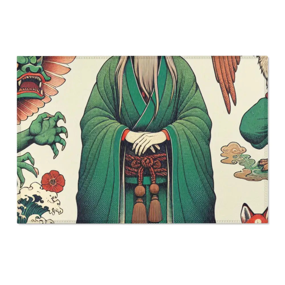 Japanese Folklore Unique Area Rug with Water Filled Hollow