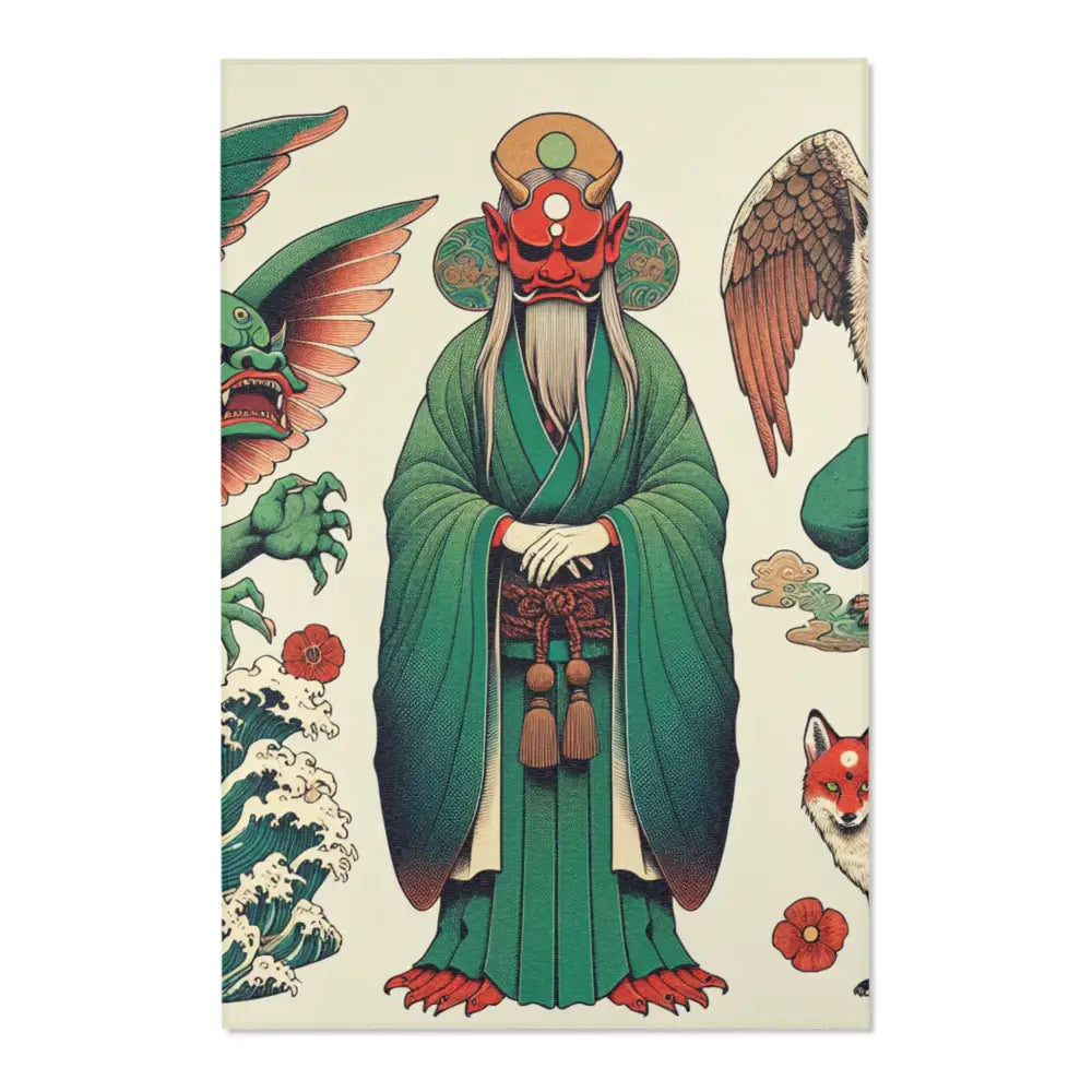 Japanese Folklore Unique Area Rug with Water Filled Hollow