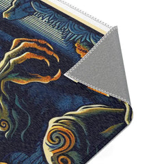 Japanese Folklore Yokai Area Rug Moonlit Landscape Design