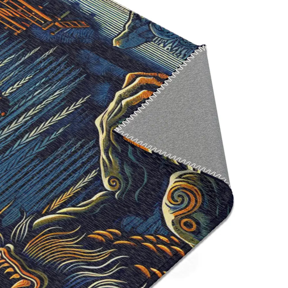 Japanese Folklore Yokai Area Rug Moonlit Landscape Design