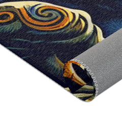 Japanese Folklore Yokai Area Rug Moonlit Landscape Design