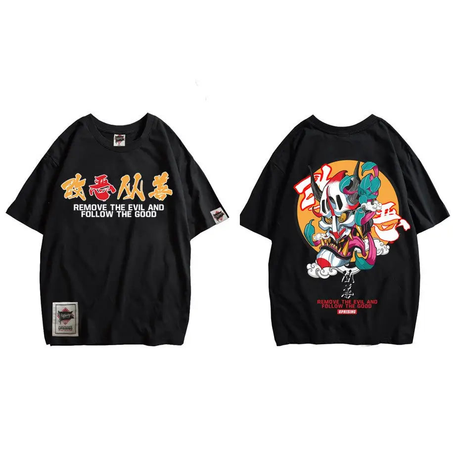 Japanese Ghost Demon Harajuku Oversized T-Shirt - black / M