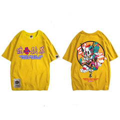 Japanese Ghost Demon Harajuku Oversized T-Shirt - yellow / M