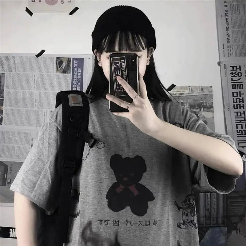 Japanese Harajuku Bear Loose Oversized T-Shirt