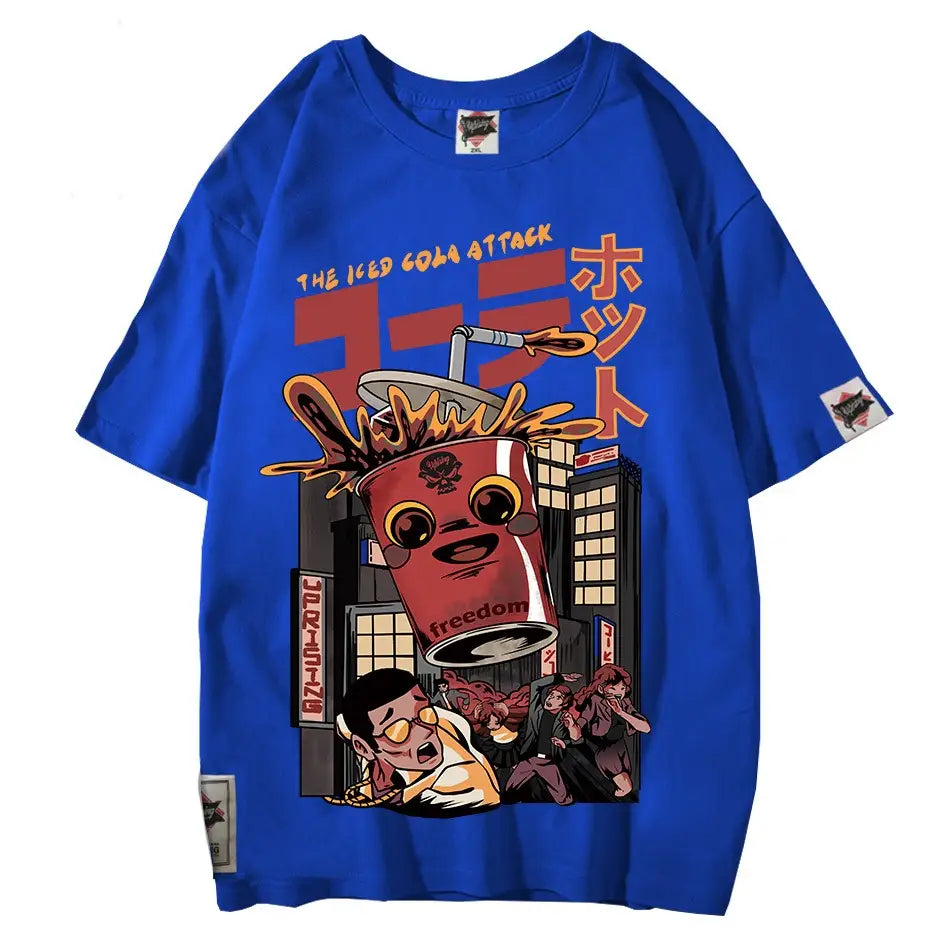 Japanese Harajuku Cartoon Cola Demonization Monster T-Shirt