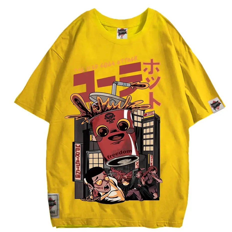 Japanese Harajuku Cartoon Cola Demonization Monster T-Shirt