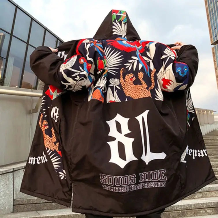 Japanese Harajuku Graffiti Print Coat