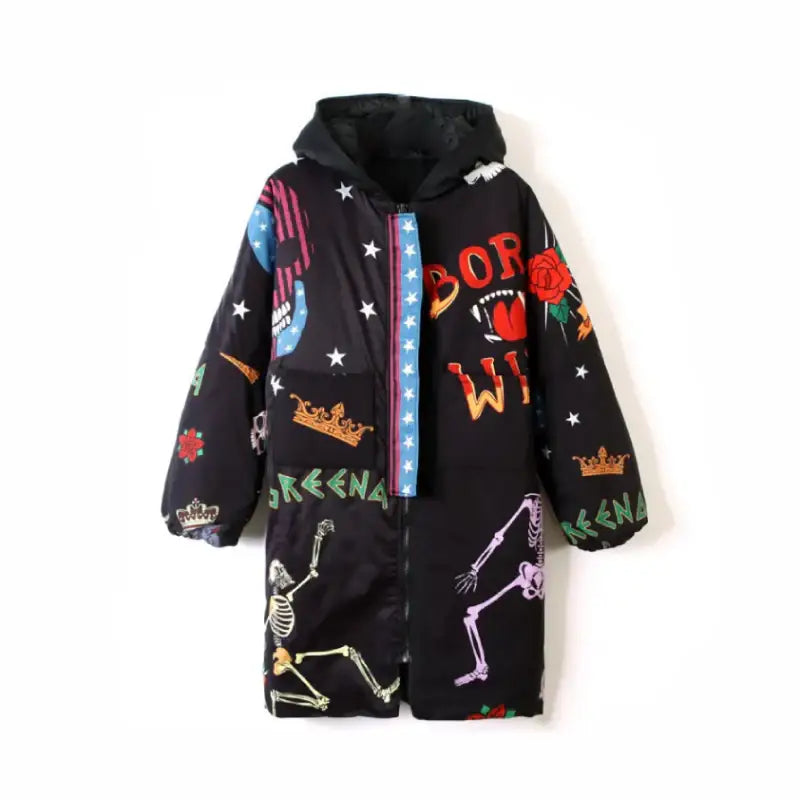 Japanese Harajuku Graffiti Print Coat