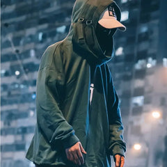 Japanese Hip Hop Kanji Hoodie Cotton Blend green / L