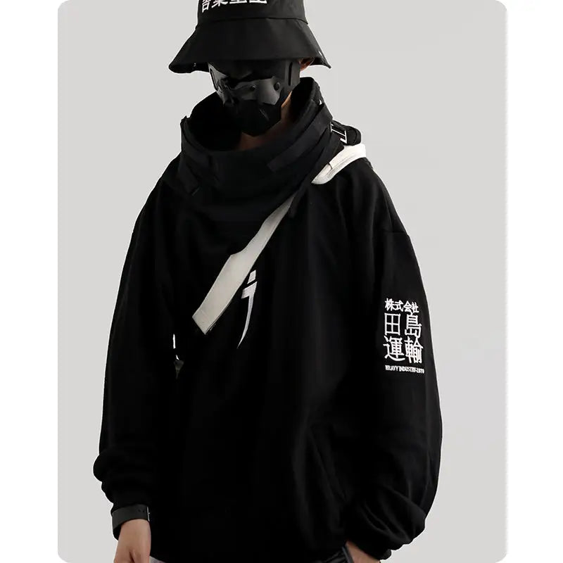 Japanese Hip Hop Kanji Hoodie Cotton Blend