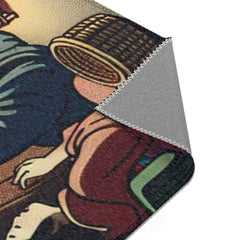 Japanese-Inspired Area Rug with Moonlit Village Design