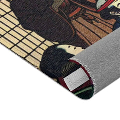 Japanese-Inspired Area Rug with Moonlit Village Design