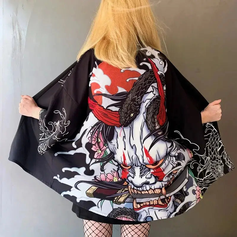 Japanese Kimono Cardigan Cosplay Top Demon / One Size