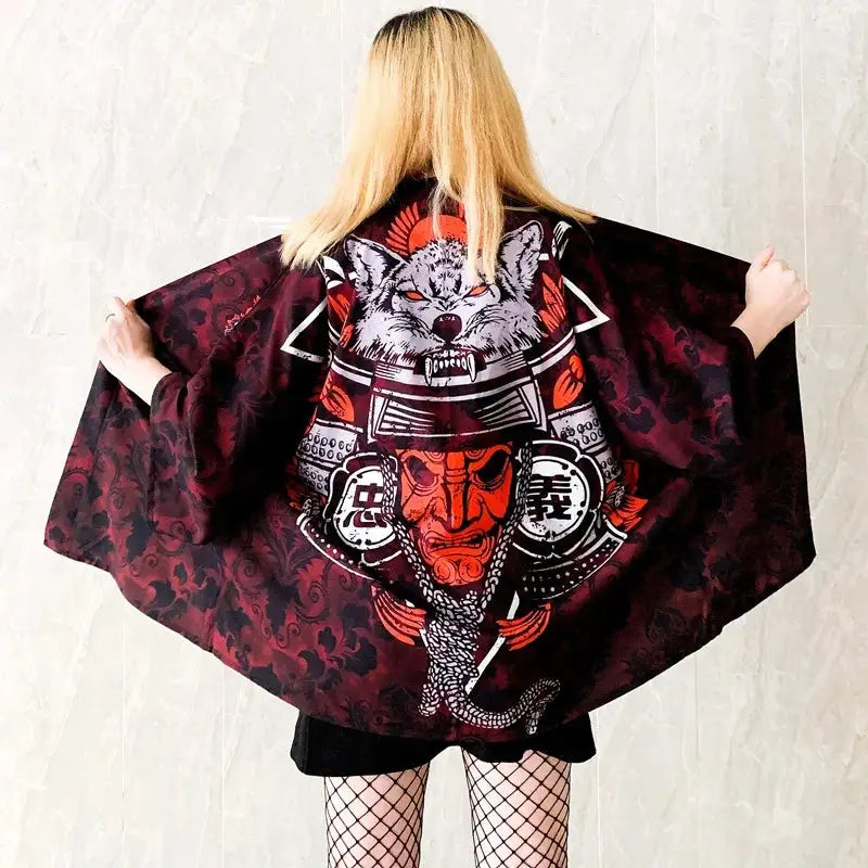 Japanese Kimono Cardigan Cosplay Top Demon Wolf / One Size