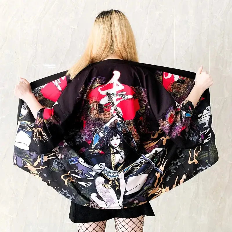 Japanese Kimono Cardigan Cosplay Top Warrior / One Size