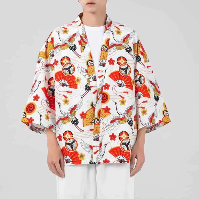 Japanese Kimono Harajuku Shirt for Casual Streetwear Navy