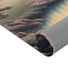 Japanese Landscape Area Rug with Mount Fuji and Cherry