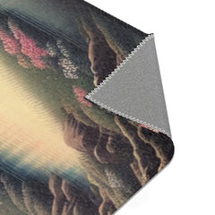 Japanese Landscape Area Rug with Mount Fuji and Cherry