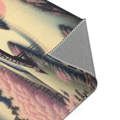 Japanese Landscape Area Rug with Mount Fuji and Cherry