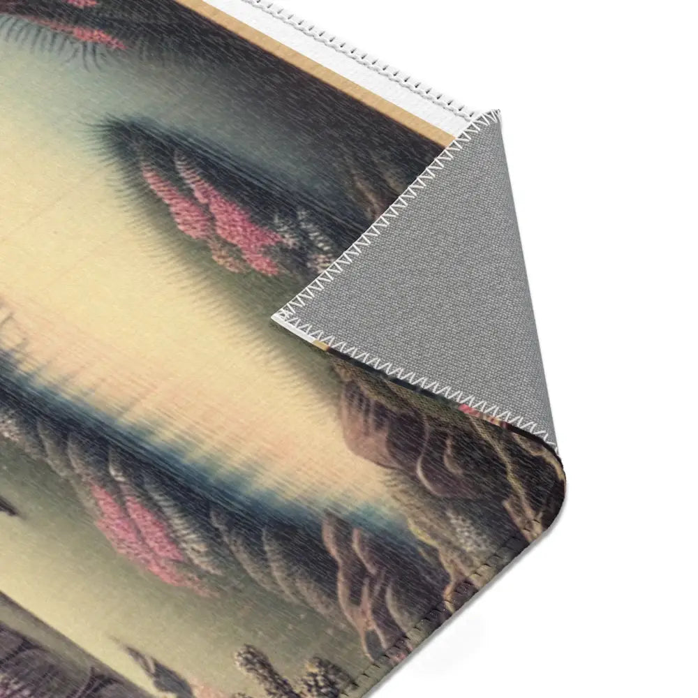 Japanese Landscape Area Rug with Mount Fuji and Cherry