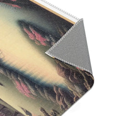 Japanese Landscape Area Rug with Mount Fuji and Cherry