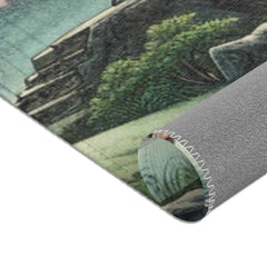 Japanese Landscape Artwork Area Rug with Koi Pond