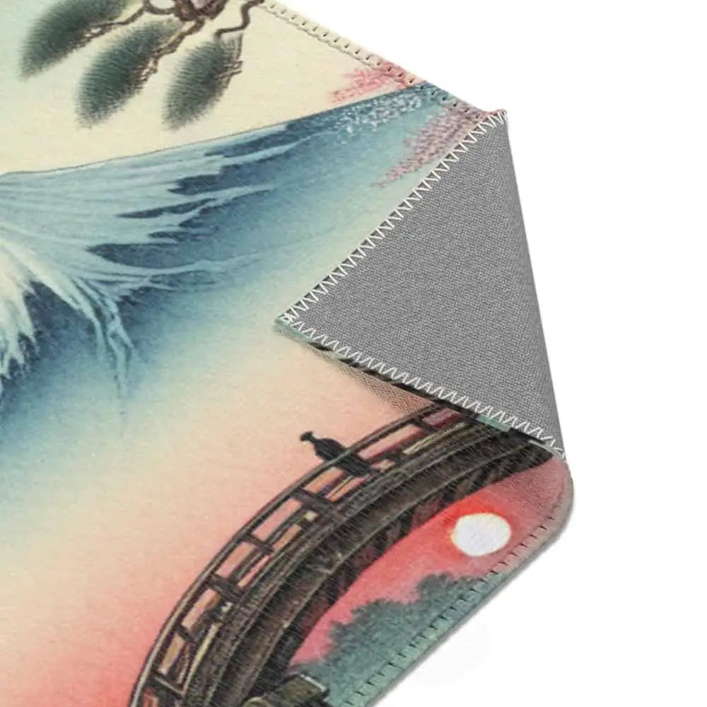 Japanese Landscape Artwork Area Rug with Koi Pond