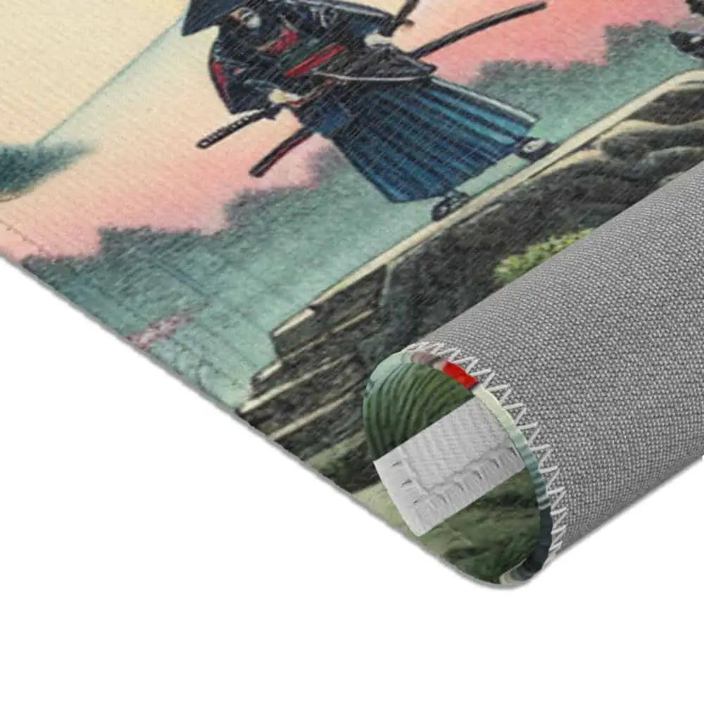 Japanese Landscape Artwork Area Rug with Koi Pond