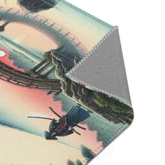 Japanese Landscape Artwork Area Rug with Koi Pond