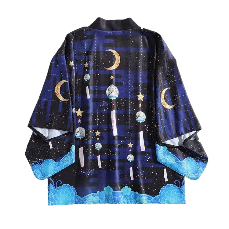 Japanese Moon And Stars Kimono - KIMONO