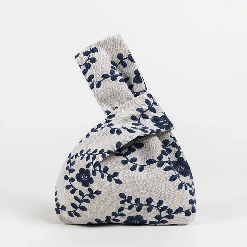 Japanese Portable Reusable Shopping Handbag Blue White