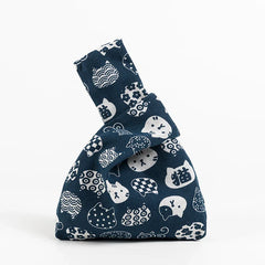 Japanese Portable Reusable Shopping Handbag Cat Face Blue