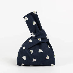 Japanese Portable Reusable Shopping Handbag Navy Blue White