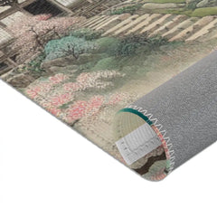 Japanese Silk Area Rug with Misty Mountains and Cherry