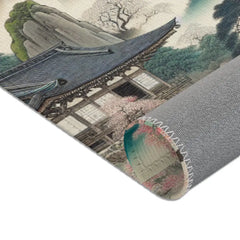 Japanese Silk Area Rug with Misty Mountains and Cherry