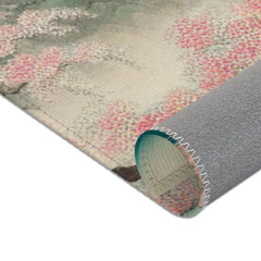 Japanese Silk Area Rug with Misty Mountains and Cherry