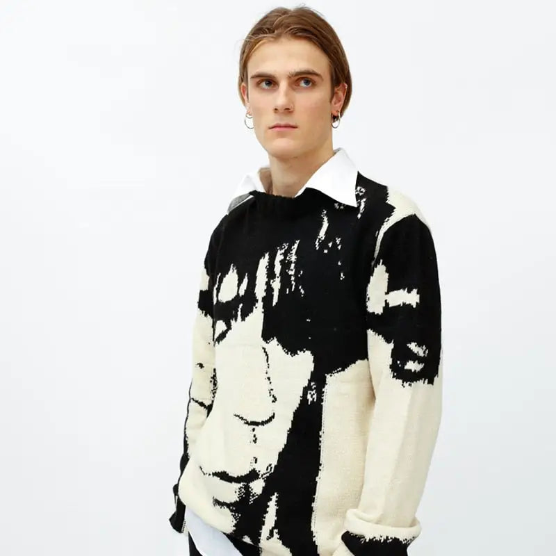 Japanese Style Anime Knitted Sweater Polyester Cartoon Print