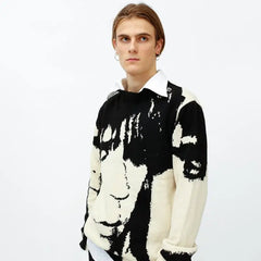 Japanese Style Anime Knitted Sweater Polyester Cartoon Print