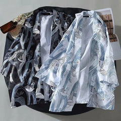 Japanese Style Cranes Kimono 3/4 Sleeve Shirt