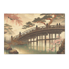 Japanese Ukiyo-e Style Area Rug with Koi and Cherry