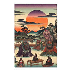 Japanese Ukiyo-e Unique Area Rug Featuring Vivid Yokai