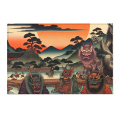Japanese Ukiyo-e Unique Area Rug Featuring Vivid Yokai