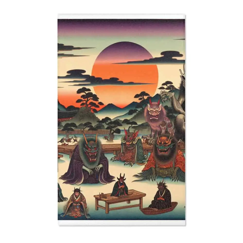Japanese Ukiyo-e Unique Area Rug Featuring Vivid Yokai
