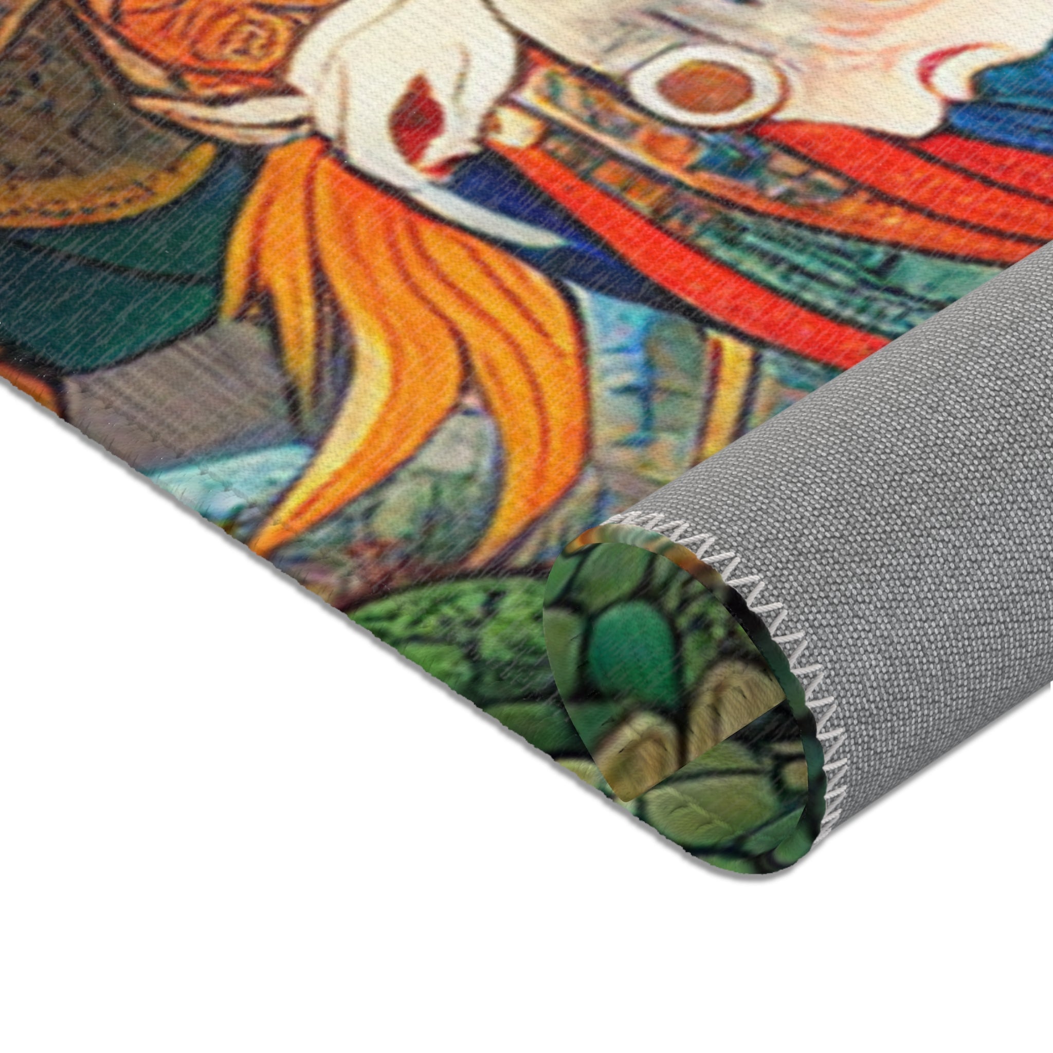 Japanese Yokai Area Rug with Edo Era Mythical Realm Design